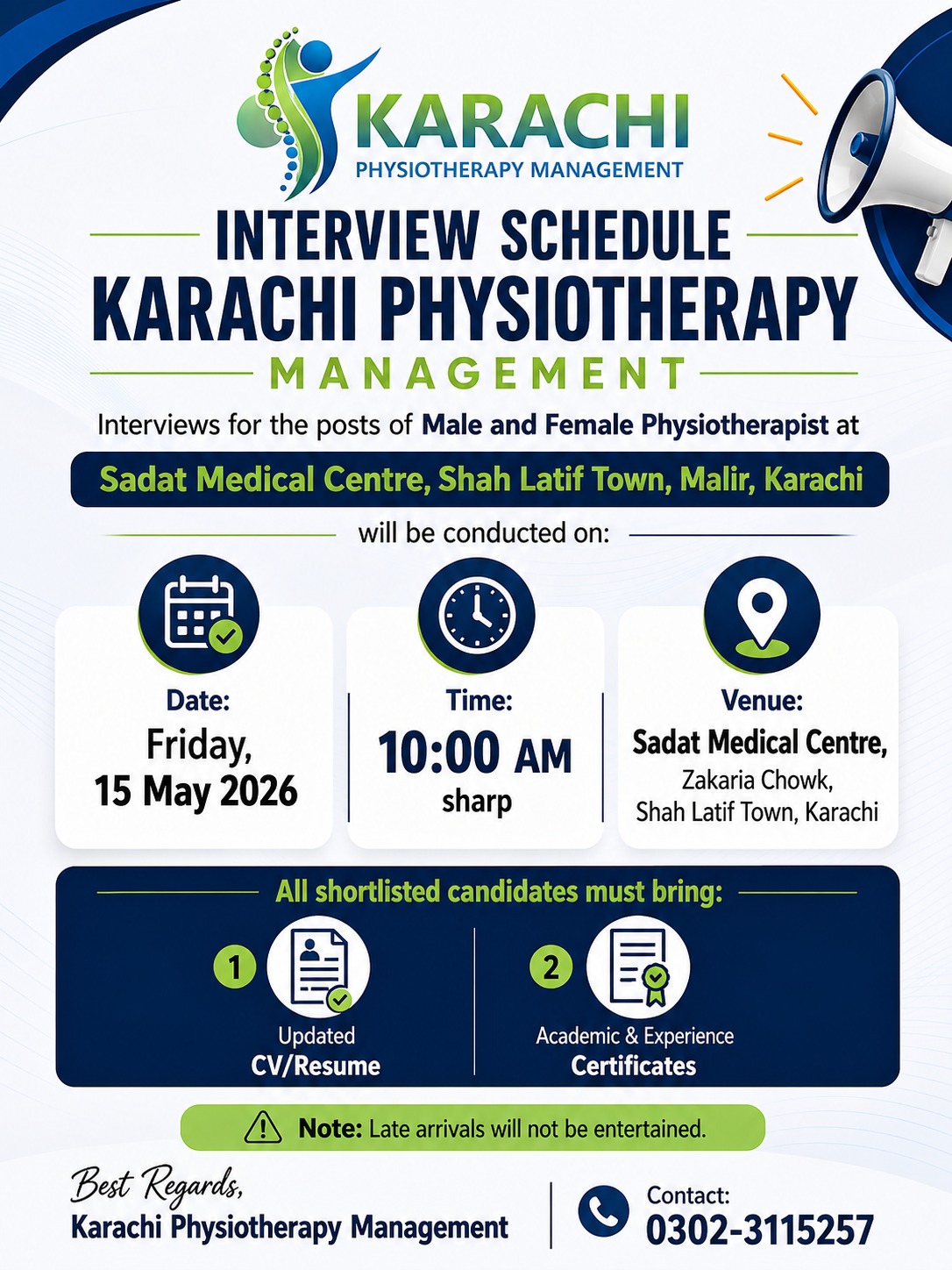 Interview Schedule – Physiotherapist Positions