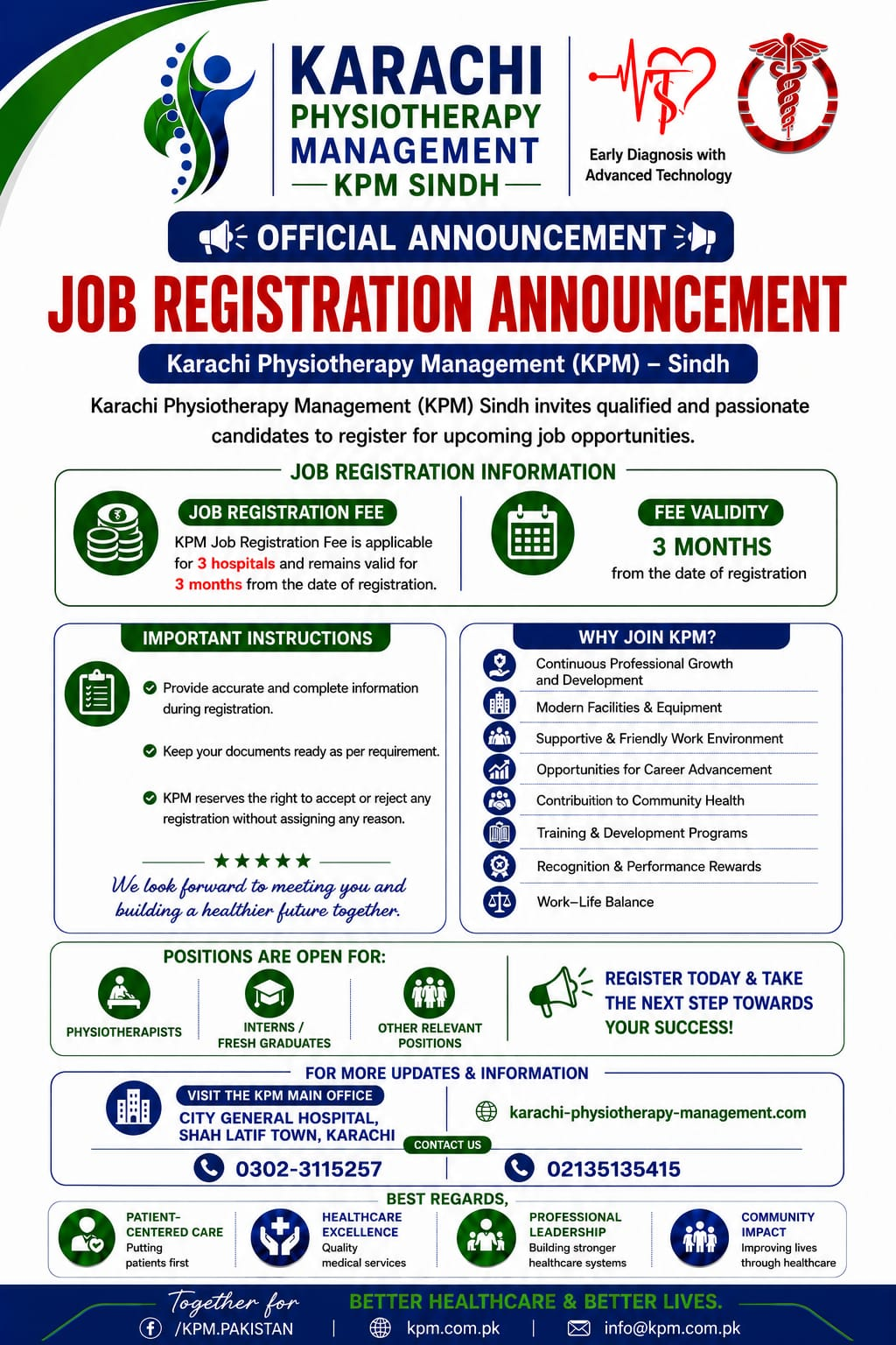 KPM Sindh Healthcare Jobs Registration 2026 | Physiotherapists & Fresh Graduates